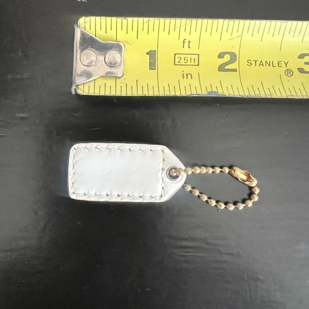 Coach Mini White Leather HangTag Keychain